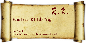 Radics Kilény névjegykártya
